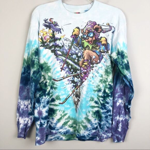 GRATEFUL DEAD | Vintage 1996 Single Stitch Long Sleeve Bears Skiing Tee Large - Picture 1 of 13
